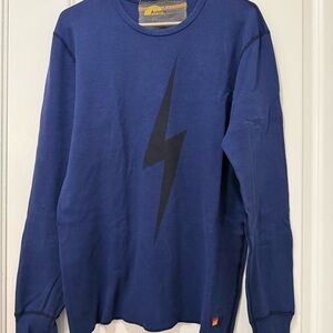 Aviator Nation Navy Long-Sleeve Thermal Lightning Bolt Shirt Size L
